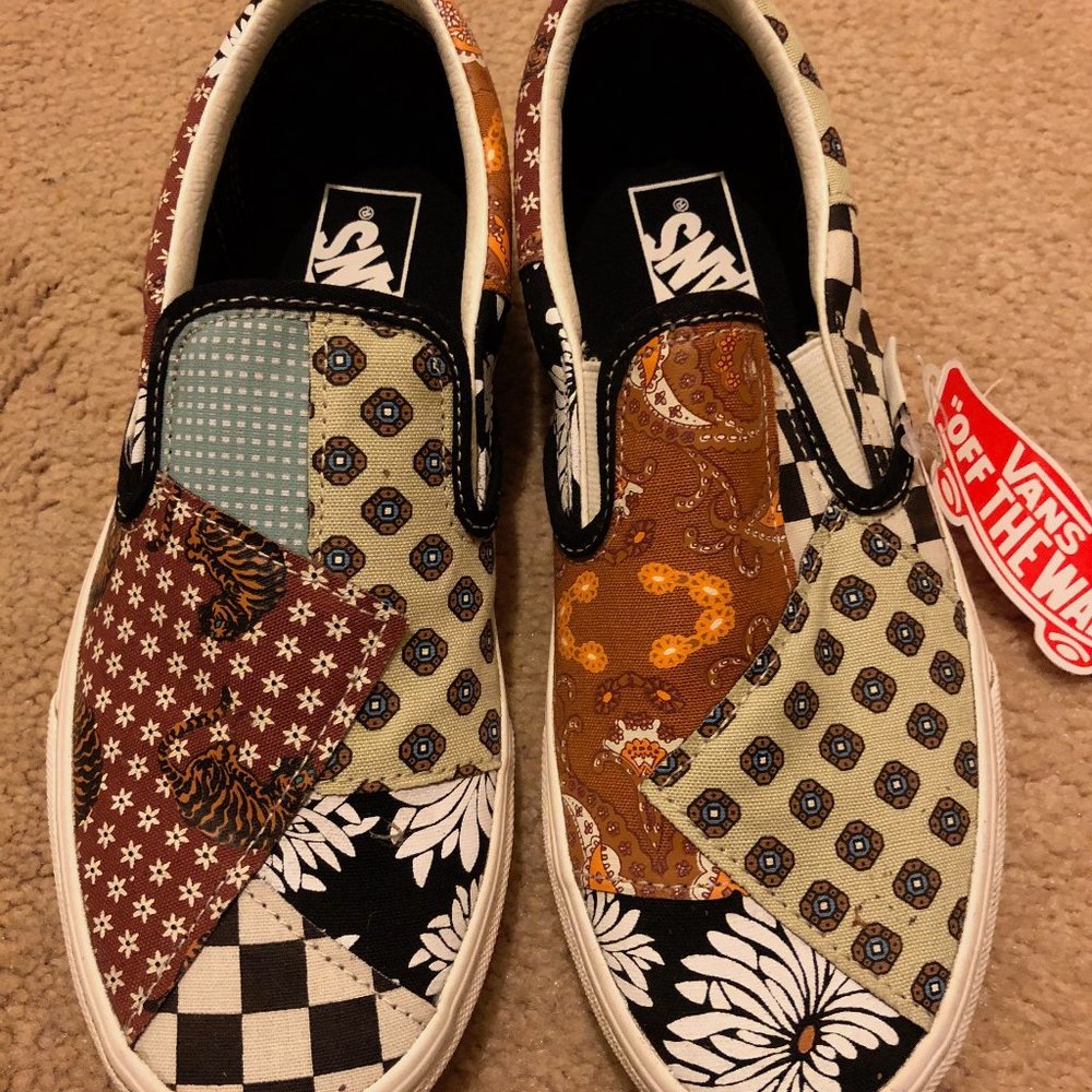 NWT Patchwork Slip-On Vans